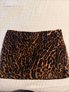 Zara Brown and Black Leopard Print Mini Skirt